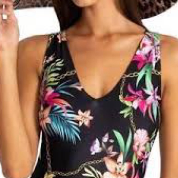 new Johnny Was swimsuit jungle reversible floral Miller V-neck black one-piece S - Picture 12 of 16